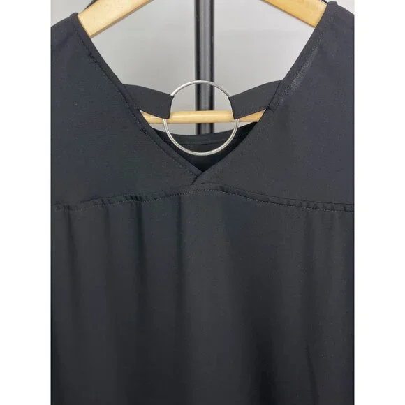 Zara Black Tunic Top Size XS Womens Blouse Long Sleeve Chiffon Assymetric - Picture 9 of 13